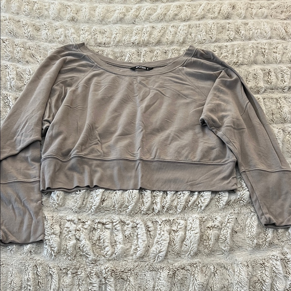 Splits59 Gray Long Sleeve Crop Top